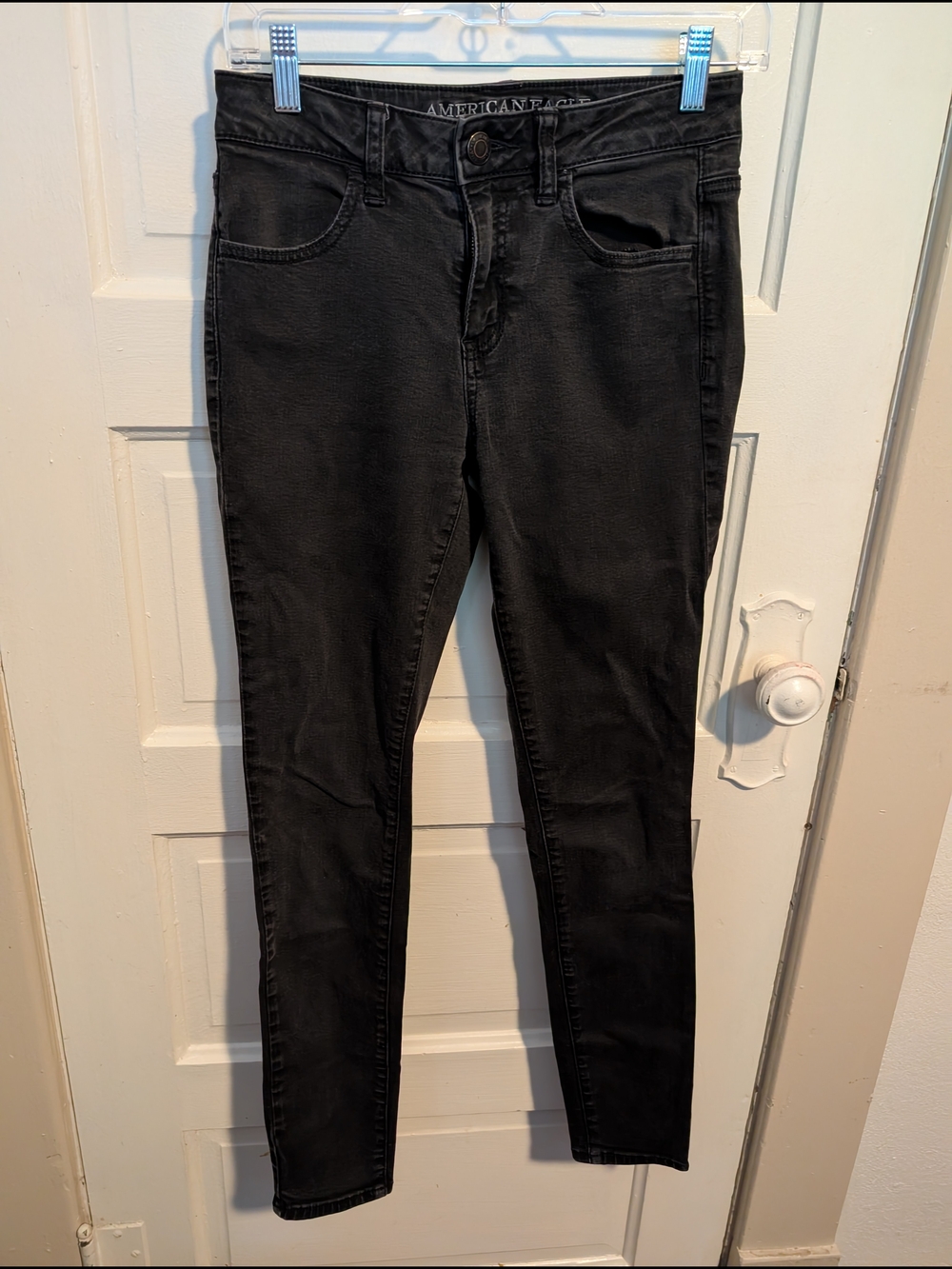 Black Skinny High Rise Jean Jeggings Stretch Denim American Eagle Outfitters